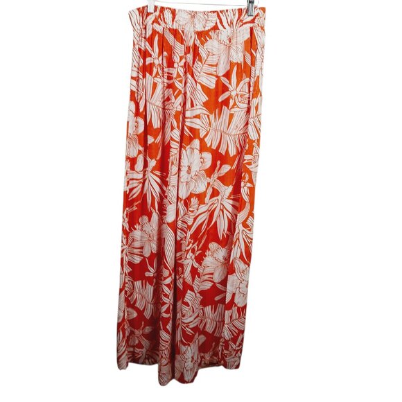 C & C California, Palazzo Pants Size Small Orange & White Floral Tropical Print - Picture 6 of 16
